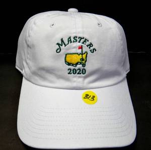 lot 313 image: 2020 Masters Hat from Augusta National - WHITE W TAGS RETAIL $28.00 (FIRST MASTERS PLAYED WITH NO CROWD DUE TO COVID - POSTPONED FROM APRIL UNTIL NOV)