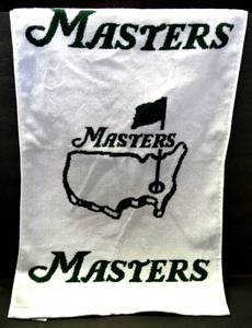 lot 321 image: OFFICIAL Masters Woven Golf Towel 2021 PGA - NEW WTAGS WHITE & GREEN