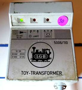 lot 30 image: VINTAGE LGB 5060110 High Power Output 6 Amp 120 Volt AC Transformer $$$