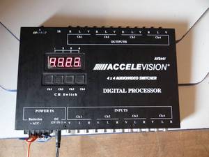 lot 51 image: ACCELIVISION AVS441 Digital Video Processor with 4 Inputs, 4 Outputs Video Switcher and Amplifier - POWERS ON