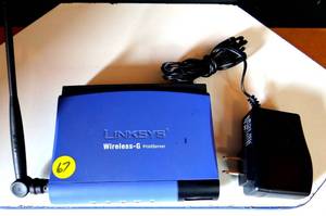 lot 67 image: WPS54GU2 Linksys Wireless Print Server G Lan wPower Supply $$