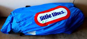 lot 261 image: Little Tikes Jump n Slide Bouncer - Inflatable Jumper Bounce House Plus Heavy Duty Blower With GFCI, Stakes, Repair Patches, And Storage Bag 106.2 Inch x 137.7 Inch x 65.7 Inch Ages 3-8 Years $$$