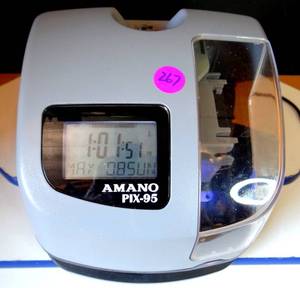 lot 267 image: BIG $ ITEM - AMANO Time Clock, LCD, 6-1116 in.W, 6-764 in.H - TESTEDWORKS