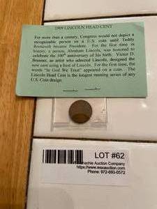 lot 62 image: 1909 Lincoln Head Cent