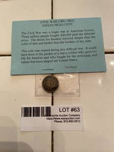 lot 63 image: Civil War Indian Head Cent