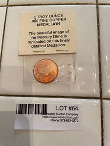 lot 64 image: 14 Troy Ounce Mercury Head Dime