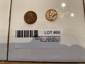 lot 66 image: Mercury Dime 1929, Lincoln Penny1984 d
