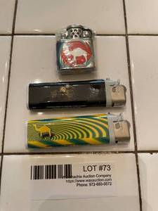 lot 73 image: Camel small promo lighters (7), and 2 butane lighters