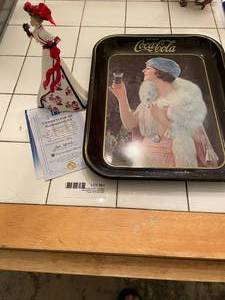 lot 83 image: Coca Cola Collectible figurine wcertificate &amp metal Tray