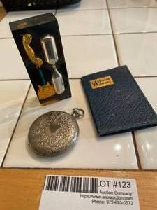 lot 123 image: Vintage Pocket Watch, Phone Call Timer, &amp 1933 Appointment Book