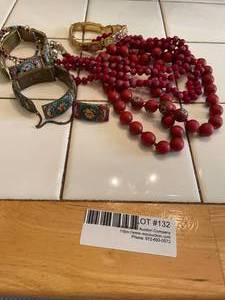 lot 132 image: Antique Slavic jewelry pcs. - mosaic glass bits inlay&nbsp&nbsp