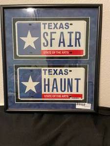 lot 159 image: TX Vanity Licensed Plates Framed