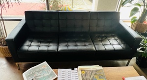 lot 35 image: Black Leather Couch