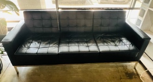lot 36 image: Black Leather Couch