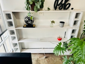 lot 37 image: White Center Block and Wood Shelves (contents not included)