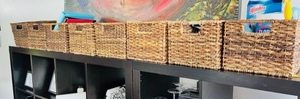 lot 51 image: Lot of 8 Wicker Baskets 11 x 10 x 8 (contents not included)