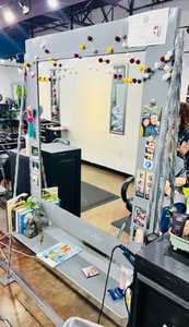 lot 86 image: Gray Metal Double-Sided Stylist Station