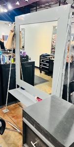 lot 88 image: Gray Metal Double-Sided Stylist Station