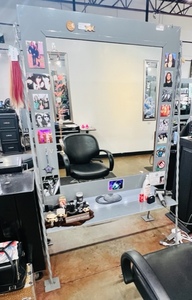 lot 92 image: Gray Metal Double-Sided Stylist Station