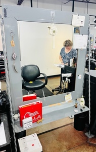 lot 97 image: Gray Metal Double-Sided Stylist Station