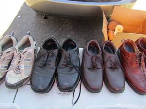 lot 32 image: Mens  shoes size 9.5 wide. P-gill, Easy spirit, and New Balance
