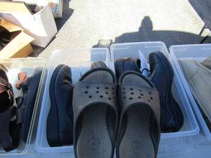 lot 33 image: Womans shoes size 9. Crocks, Estrix, Rock Port and sandals