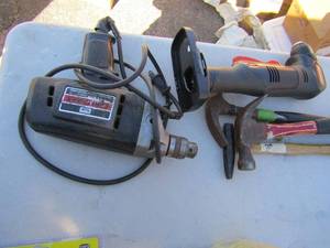 lot 39 image: Tools- 3 hammers, craftsman electric drill, Craftsman drill cordless no battery or charger