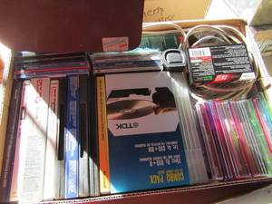 lot 63 image: Box of computer CDs mouse pads and more