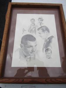 lot 86 image: Framed art by Bamas 76 17x13 Clark Gable