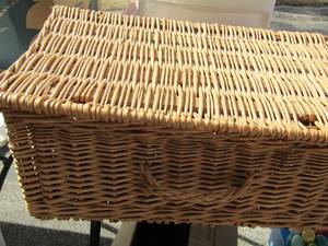 lot 90 image: wicker basket with lid 9x22x14- small open top wicker basket with basket inside