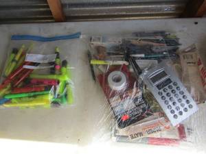 lot 221 image: Office supplies- Bag o pens, pencils, highlighters, ruler, tape and more