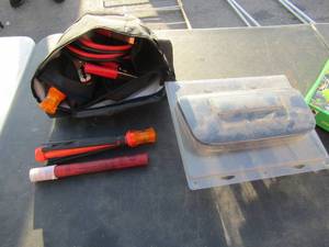 lot 141 image: Roadside assistance set including flares, jumper cables and more. In Bag