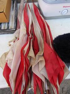 lot 174 image: 3 red and white umbrellas may need handle repair