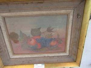 lot 183 image: Master Simpson oval art 17x14 fruit painting 20x17 2 other art 12x10