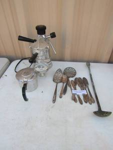 lot 187 image: 1847 Silver Rogers brothers silverware pieces 1 ladle and espresso maker