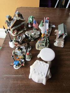 lot 232 image: Christmas SCENERY Set up light poles, houses, slides and more