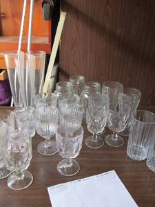 lot 234 image: Large lot of glasses, wine glasses and mason jars