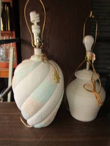 lot 244 image: 2 off white lamps no shades