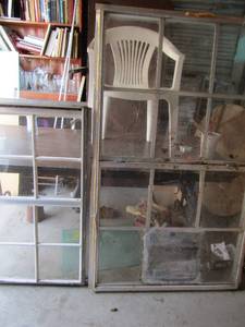 lot 246 image: 62x38 single pane window some glass missing and 43x34 single pane window no broken glass