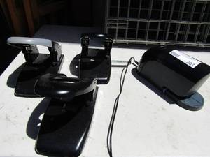 lot 267 image: 3 double hole punches 1 electric stapler