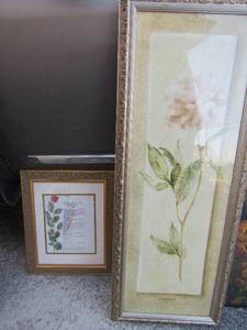 lot 292 image: A song of my heart framed poem 17x14 single flower 39x15