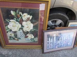 lot 294 image: 2 framed flower art by Taylor 95 37x32 and 20x28