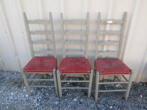lot 300 image: 3 wooden high back wicker seat chairs