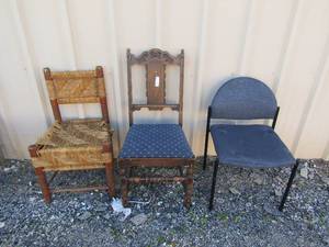 lot 301 image: brown wicker chair blue wood chair blue desk chair