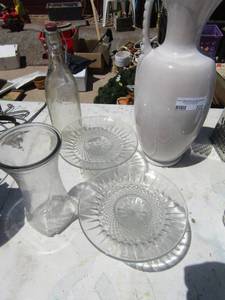 lot 322 image: 16 Frankoma PITCHER 77A , 2 diamond cut cake plates and 9 vase