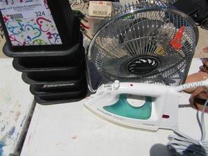 lot 324 image: Mini Lakewood bedside fan power glide iron 5 bed risers