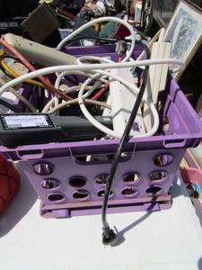 lot 336 image: Crate of assorted plugs and extension cords