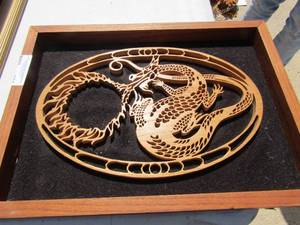 lot 351 image: 2 Dragon framed art pieces 14x18 and 15x10