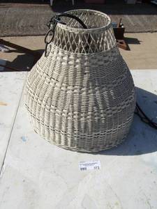 lot 373 image: White wicker hanging lamp
