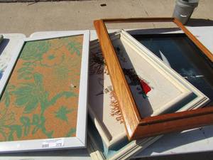 lot 375 image: 12x14 wooden frame, 18x13 G. Elis art and pegboard